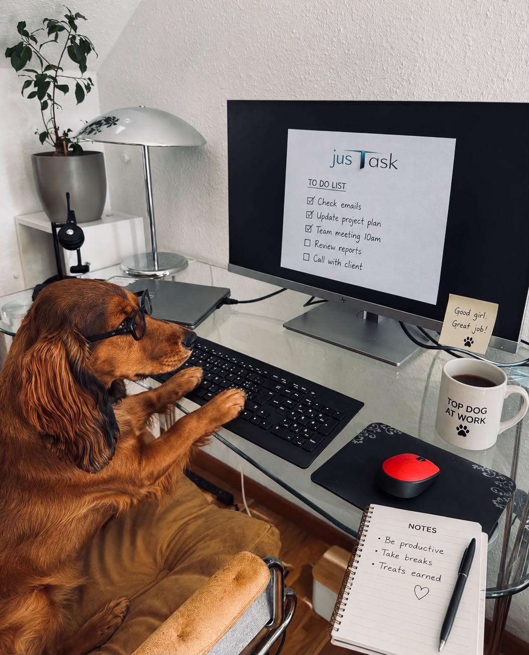 My dog Tala, the unofficial JusTask's office assistant.